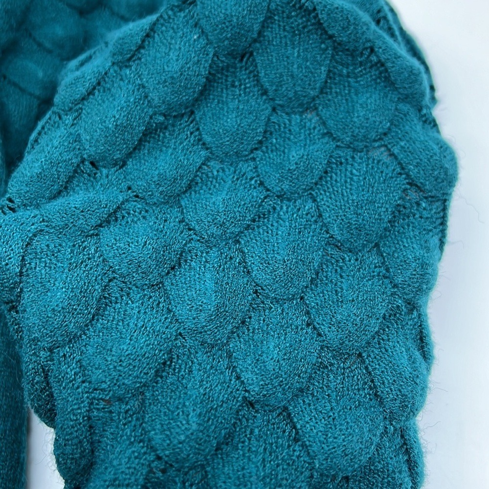 Lane Bryant Dark Teal Crew Neck Sweater Textured Bubble Sleeve 14/16 Mermaidcore - Picture 6 of 16